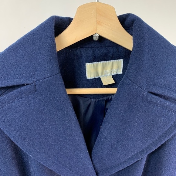 Michael Michael Kors Petite Navy Blue Wool-blend Belted Walker Coat Size 6 - Picture 8 of 11